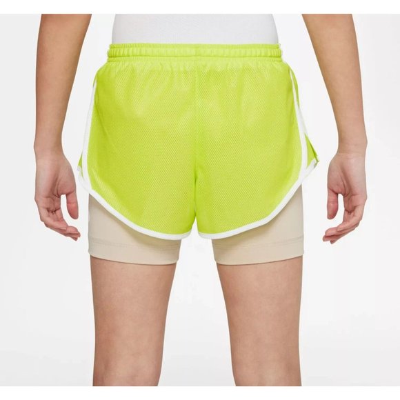 NWT NIKE Atomic Green DRI-FIT TEMPO 2-IN-1 Medium TRAINING/RUNNING SHORTS BIG KI - Picture 2 of 3